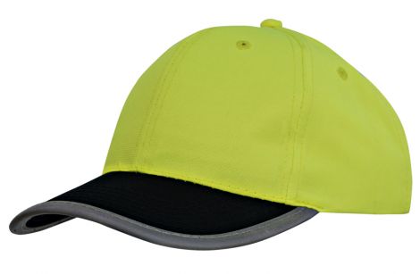 Luminescent Safety Cap with Reflective Trim-Lime/Navy