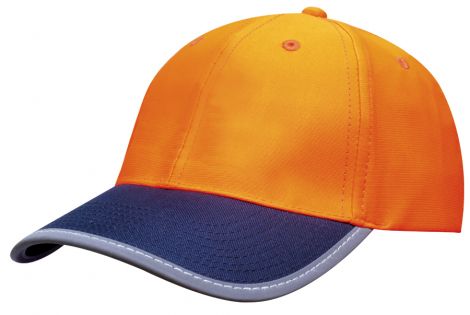 Luminescent Safety Cap with Reflective Trim-Orange/Navy