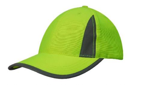 Luminescent Safety Cap with Reflective Inserts and Trim-HiViz Green