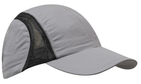 Micro Fibre & Mesh Sports Cap with Reflective Trim-Grey/Black