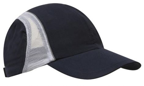 Micro Fibre & Mesh Sports Cap with Reflective Trim-Navy/White