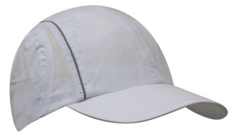 Micro Fibre & Mesh Sports Cap with Reflective Trim-white