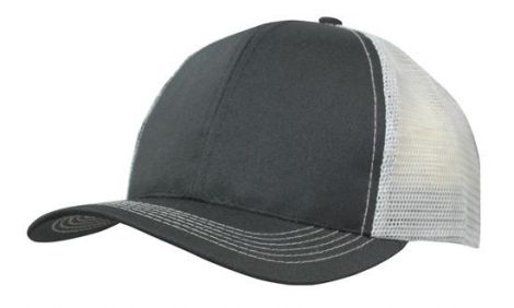 Breathable Poly Twill With Mesh Back 3818-Black/Grey
