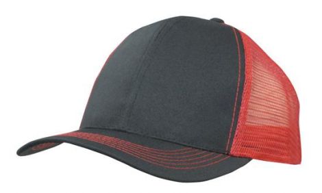 Breathable Poly Twill With Mesh Back 3818-Black/red
