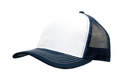 Breathable Poly Twill With Mesh Back 3818-White/Navy