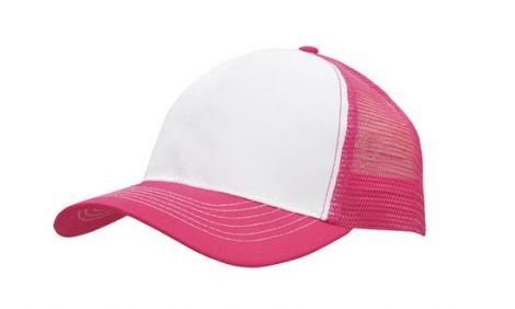 Breathable Poly Twill With Mesh Back 3818-white/pink