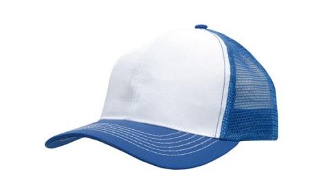 Breathable Poly Twill With Mesh Back 3818-White/royal