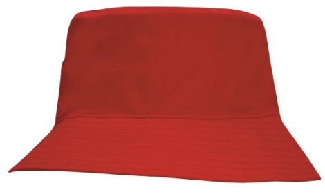 Breathable Poly Twill Childs Bucket Hat-red