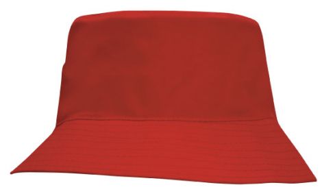Breathable Poly Twill Childs Bucket Hat2-red