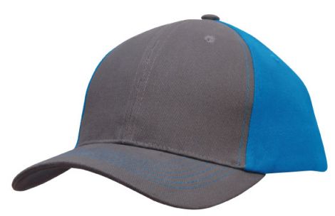 Brushed Heavy Cotton Contrast Cap-Charcoal/Cyan
