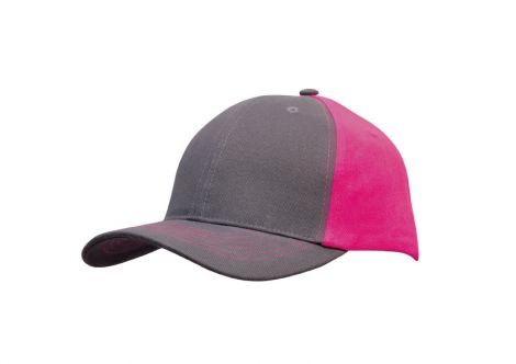 Brushed Heavy Cotton Contrast Cap-2-Charcoal/Hot Pink