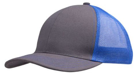 Brushed Cotton with Mesh Back Cap-Charcoal/Royal