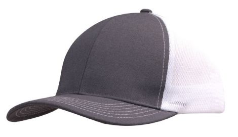 Brushed Cotton with Mesh Back Cap-Charcoal/White