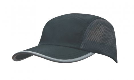 Sports Ripstop with Bee Hive Mesh and Towelling Sweatband-Black/Grey