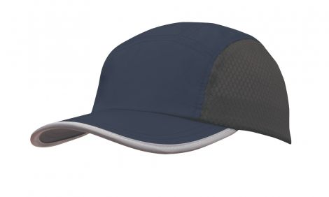 Sports Ripstop with Bee Hive Mesh and Towelling Sweatband-Navy/Grey