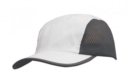 Sports Ripstop with Bee Hive Mesh and Towelling Sweatband-White/Charcoal