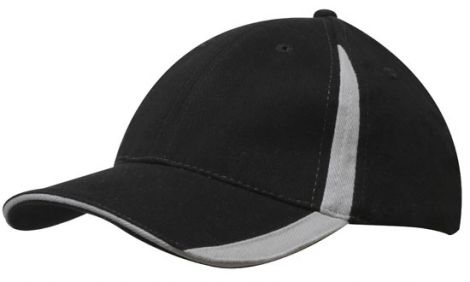 Brushed Heavy Cotton with Inserts on the Peak & Crown-Black/Grey