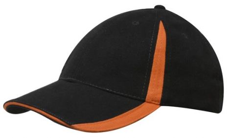Brushed Heavy Cotton with Inserts on the Peak & Crown-Black/Orange