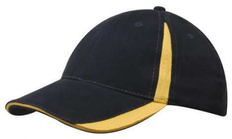 Brushed Heavy Cotton with Inserts on the Peak & Crown-Navy/Gold