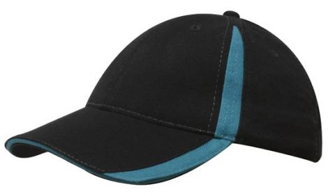 Brushed Heavy Cotton with Inserts on the Peak & Crown-Black/Teal