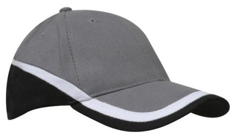 Brushed Heavy Cotton Tri-Coloured Cap-Charcoal/white/black