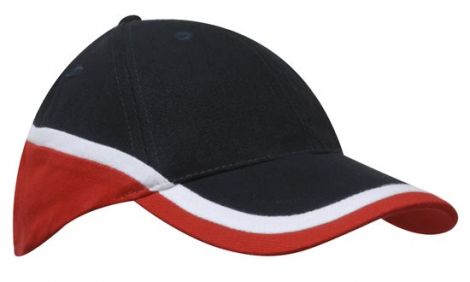 Brushed Heavy Cotton Tri-Coloured Cap-Navy/white/red