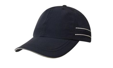 Microfibre Sports Cap with Piping and Sandwich-Navy/White