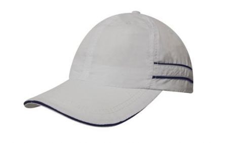 Microfibre Sports Cap with Piping and Sandwich-white navy