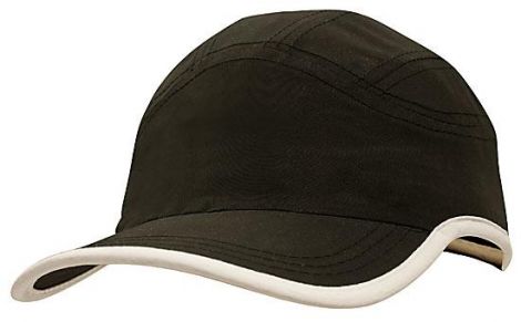 Microfibre Sports Cap with Trim on Edge of Crown & Peak-Black/White