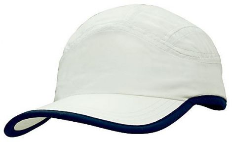 Microfibre Sports Cap with Trim on Edge of Crown & Peak-White/Navy