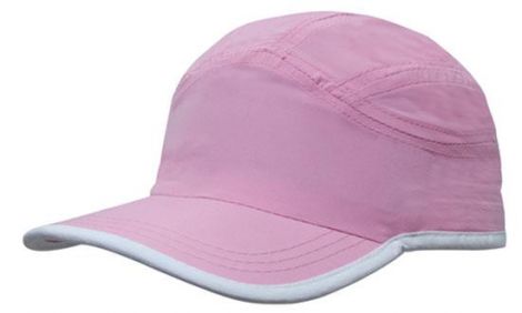 Microfibre Sports Cap with Trim on Edge of Crown & Peak-pale pink