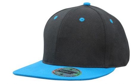 Premium American Twill Youth Size with Snap Back Pro Junior Styling-Black/Cyan