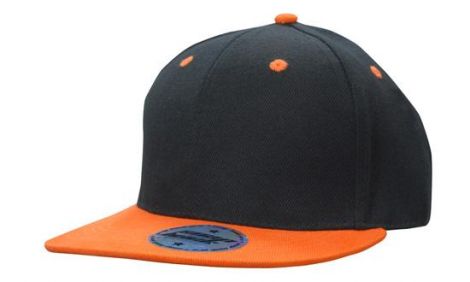 Premium American Twill Youth Size with Snap Back Pro Junior Styling-Black/Orange