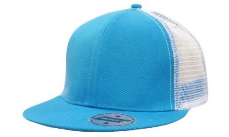 Premium American Twill with Mesh Back & Snap Back Pro Styling-Cyan/White