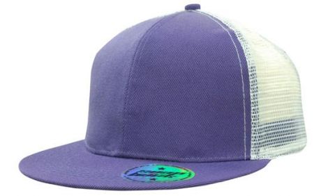Premium American Twill with Mesh Back & Snap Back Pro Styling-Purple/White