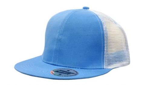 Premium American Twill with Mesh Back & Snap Back Pro Styling-Sky/White