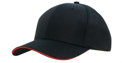 Sports Ripstop Cap with Sandwich Trim-Black/Red