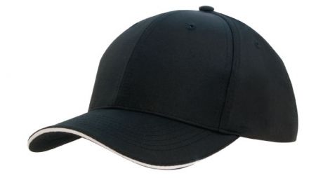 Sports Ripstop Cap with Sandwich Trim-Black/White