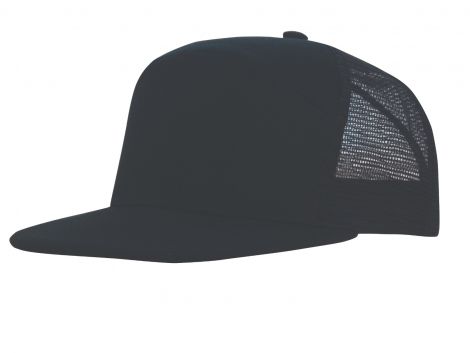 Premium American Twill A Frame Cap with Mesh Back-black