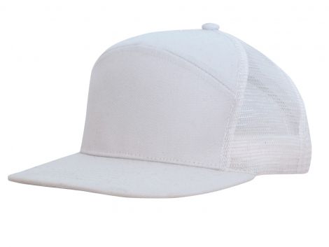 Premium American Twill A Frame Cap with Mesh Back-white