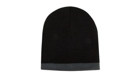 Roll Down Two Tone Acrylic Beanie - Toque-black/Charcoal