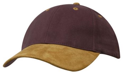 Brushed Heavy Cotton with Suede Peak-maroon/tan
