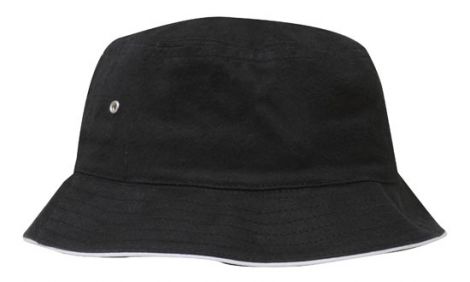 Brushed Sports Twill Bucket Hat-L/XL (61CM)-Black/White
