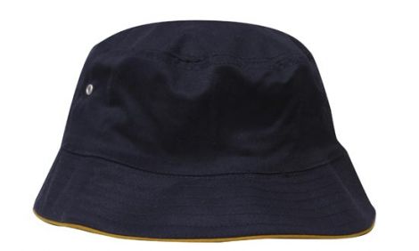 Brushed Sports Twill Bucket Hat-L/XL (61CM)-Navy/Gold