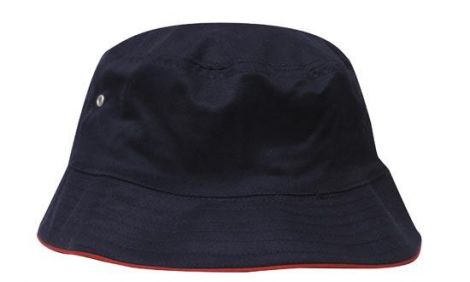 Brushed Sports Twill Bucket Hat-L/XL (61CM)-Navy/Red