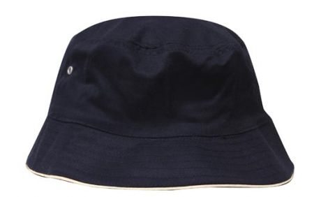Brushed Sports Twill Bucket Hat-L/XL (61CM)-Navy/White