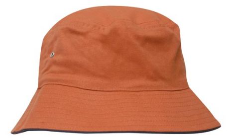 Brushed Sports Twill Bucket Hat-L/XL (61CM)-Orange/Navy