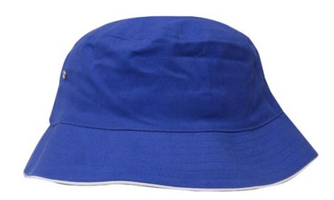 Brushed Sports Twill Bucket Hat-L/XL (61CM)-Royal/White