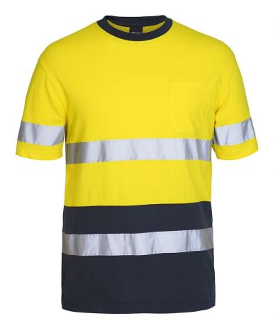 COTTON T-SHIRT WITH TAPE-XS-yellow/navy
