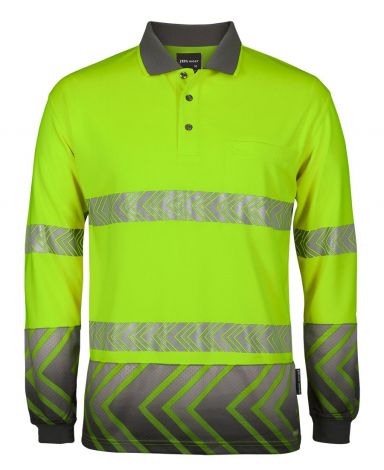 HI VIS L/S ARROW SUB POLO WITH SEGMENTED TAPE-XS-lime/charcoal